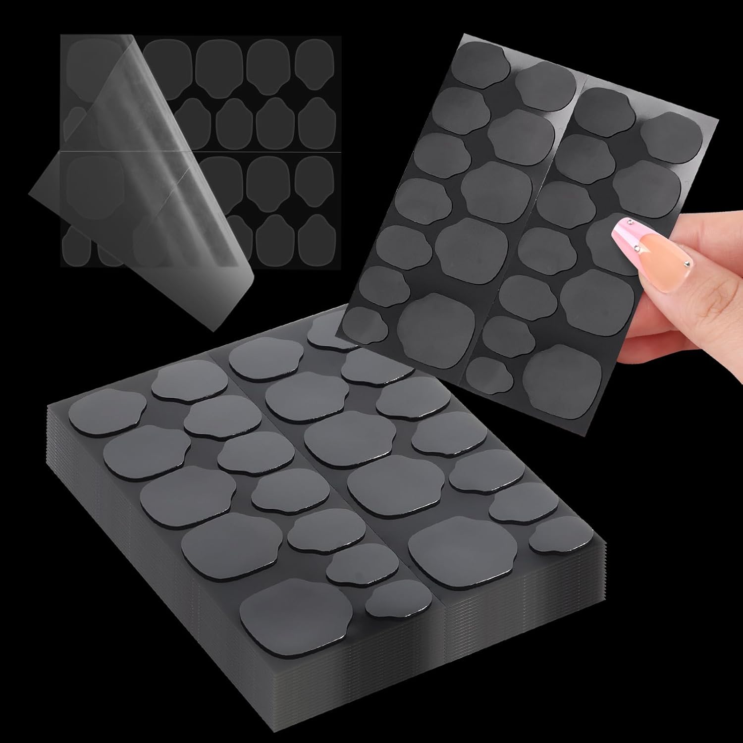 BQAN Nail Adhesive Tabs, 480pcs (20 Sheets) UV Nail Stickers for Press ons, Waterproof & Super Sticky 12 Sizes of Nail Glue Stickers, Double Sided Jelly Press on Nail Stickers for Manicure