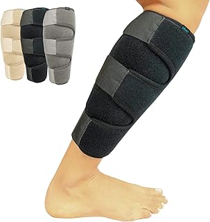 Vive Calf Brace - Adjustable Shin Splint Support - Lower Leg Compression Wrap Increases Circulation, Reduces Muscle Swelling - Calf Sleeve for Men and Women - Pain Relief (Black)