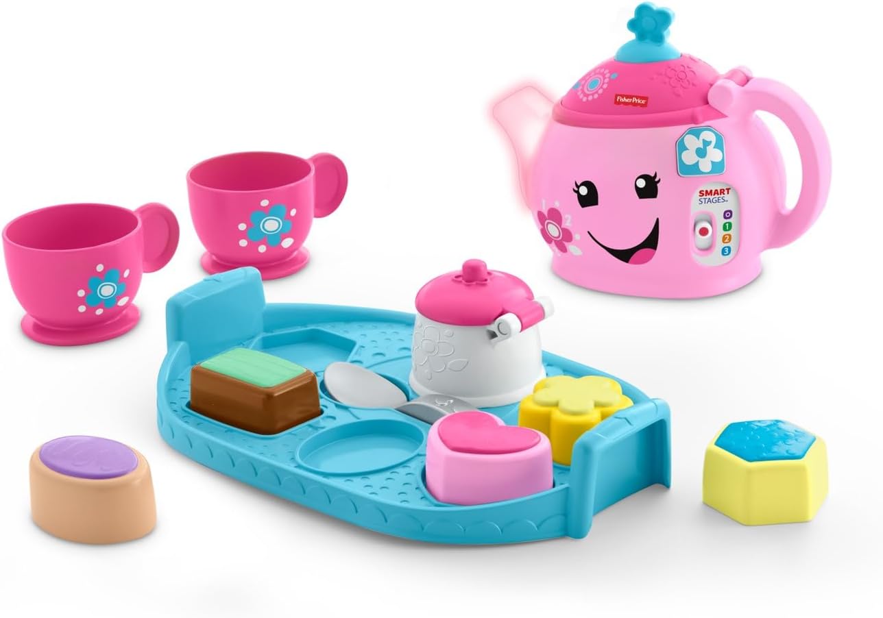 Fisher-Price Laugh & Learn Sweet Manners Tea Set for Toddlers | Toys for 18 Month Old Girls and Boys with Lights, Songs and Sounds | Children's Tea Sets for 18 - 36 months, UK English Version, DYM76