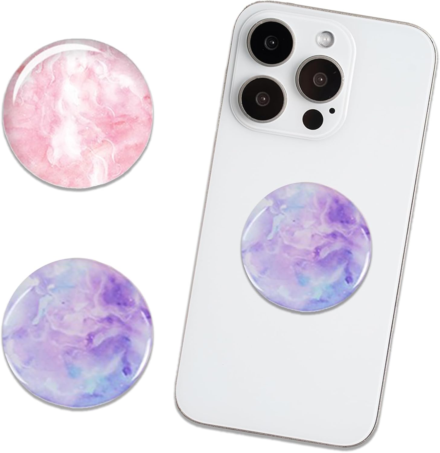 2PCS Phone Ring Holder Grips with Expanding Kickstand, Foldable Stand and Finger Holder, Compatible with Smartphones, Mobiles & Cases, Ins Style