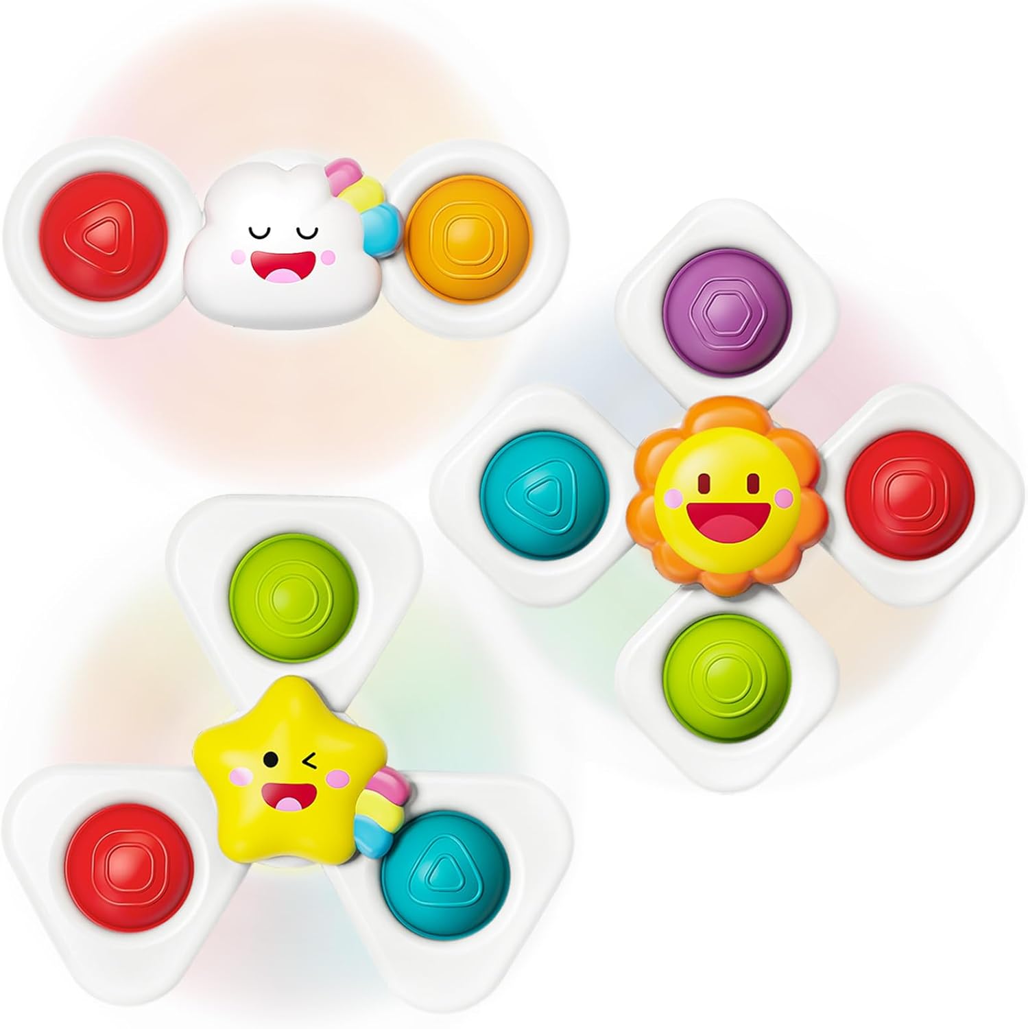 SpringFlower Suction Cup Spinner Toys, Baby Bath Toys for 12 18 Months Boy&Girl, Sensory Toys Bath Toys Travel Table Toy for Toddlers, Birthday Baby Gifts for 1 2 3 Year Old Toddler