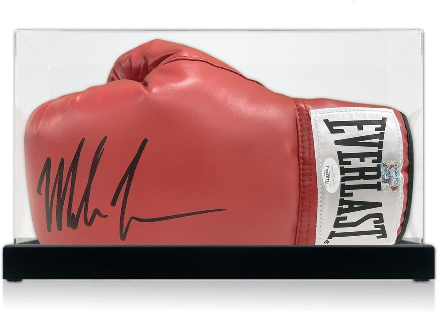 Exclusive Memorabilia Mike Tyson Signed Red Boxing Glove. Display Case