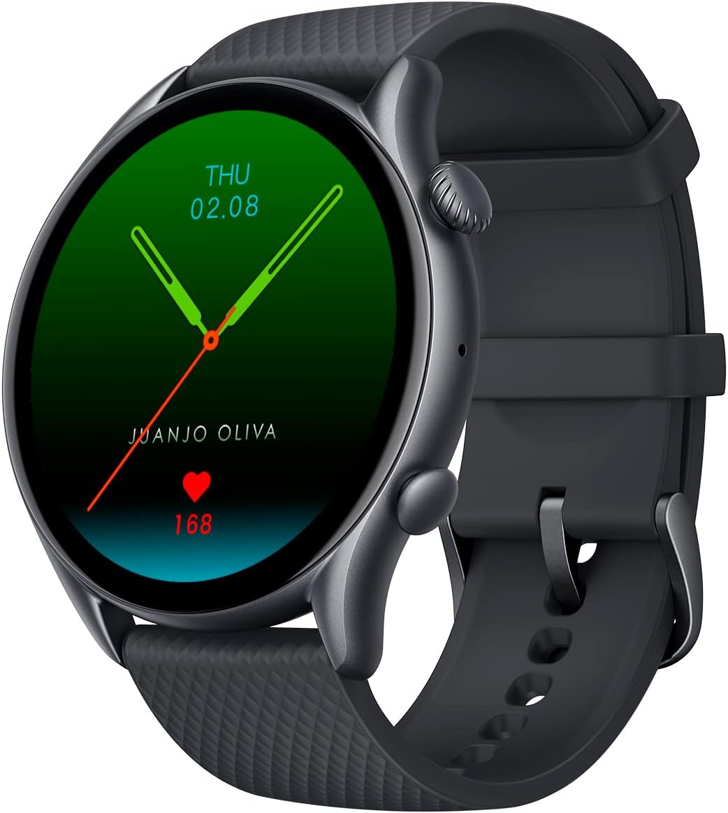 Amazfit GTR 3 Pro 46mm Smart Watch with AMOLED Display, Heart Rate, Sleep, Stress, SpO2 Monitoring, Sports Watch with 150+ Sports Modes, GPS, Bluetooth Calls, Music Control, Alexa Built-in, Black