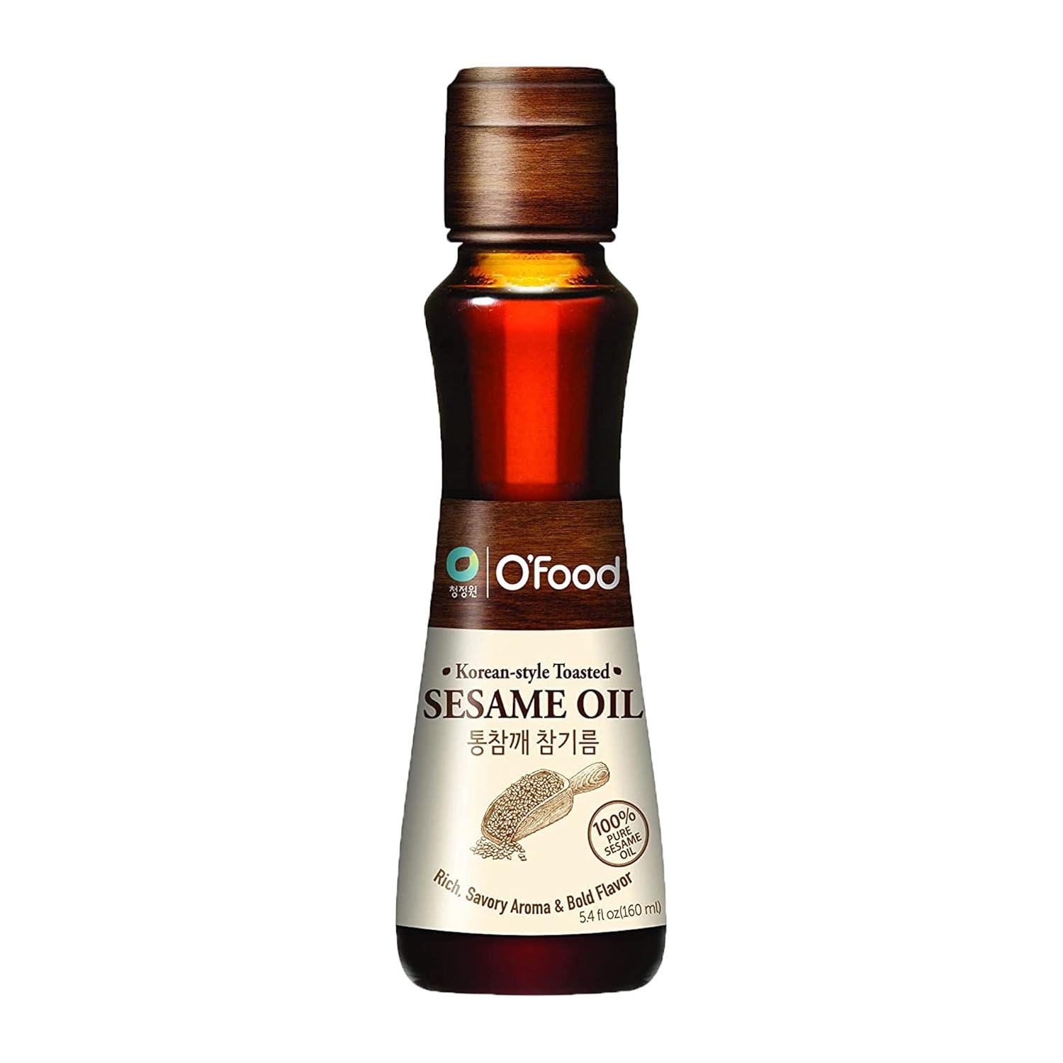 Chung Jung One O’Food Premium Sesame Oil, 5.4 Fl Oz, 100% Pure Sesame Seed Oil, Korean-Style Toasted, Rich and Nutty Flavor, Good for Cooking, Stir-fry, Noodles, Dressing, Drizzle