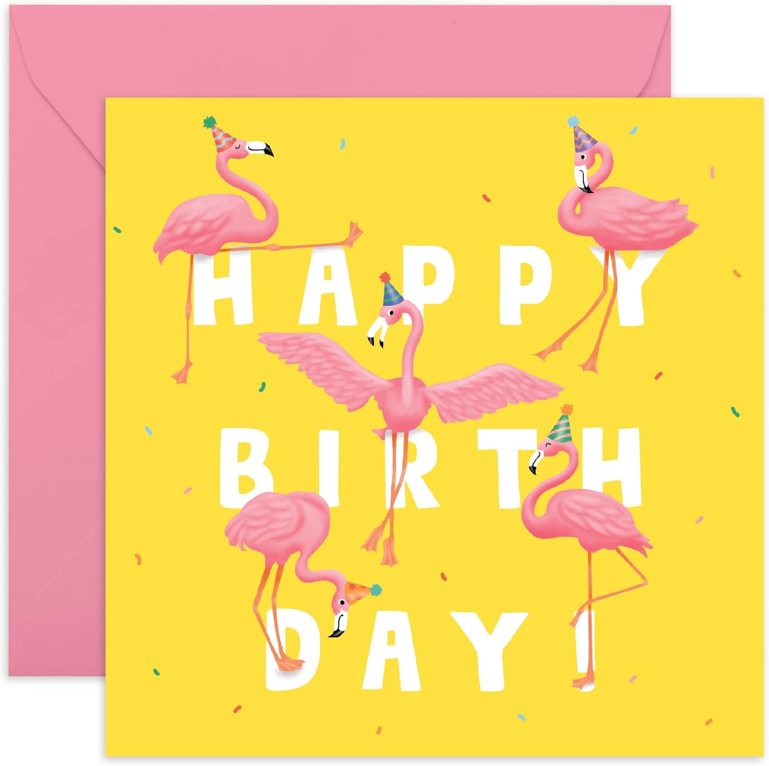 Central 23 Sister Birthday Card - 'Birthday Letters Flamingo' - Colorful Greeting Cards for Women - Boys and Girls - Comes with Fun Stickers - Made in the UK Recyclable