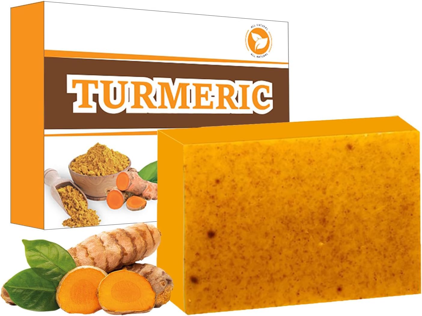 Turmeric Soap Bar for Body & Face - Natural Kojic Acid, Collagen, Vitamin C, Dark Spot Remover for Even Skin Tone, Acne, Dark Spots, Smooth Skin (100g)