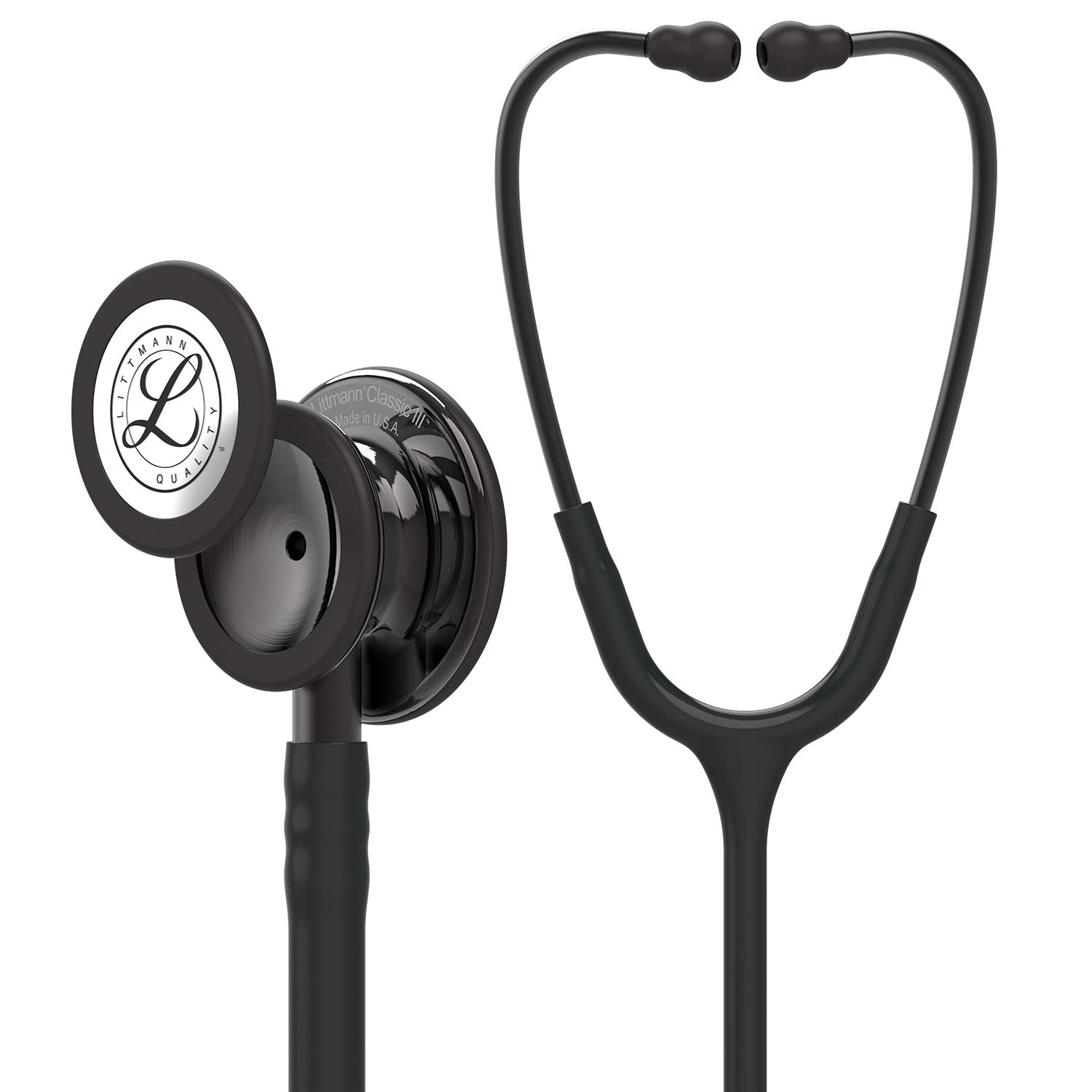 3M Littmann Classic III Monitoring Stethoscope, 5811, More Than 2X as Loud, Weighs Less, Stainless Steel Smoke-Finish Chestpiece, 27" Black Tube, Smoke Stem, and Headset