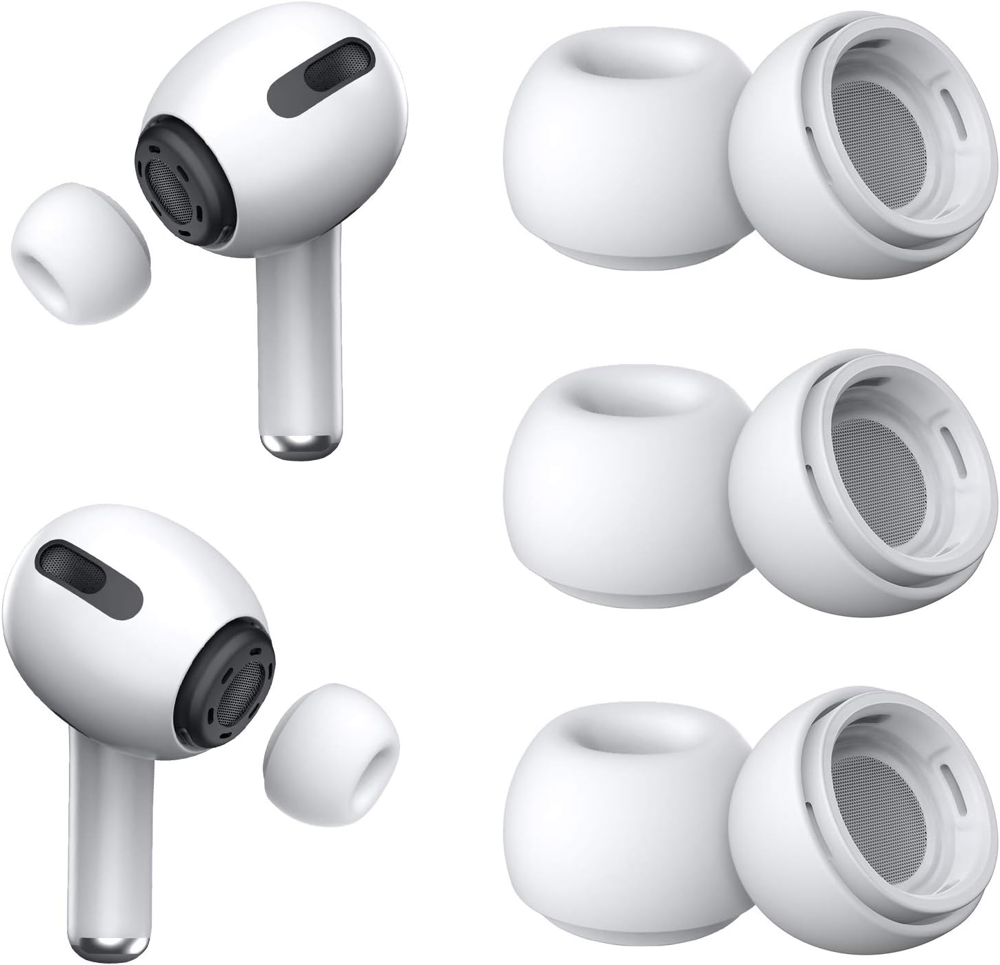 3 Pairs Replacement Ear Tips for AirPods Pro 2nd & 1st(Small, White)
