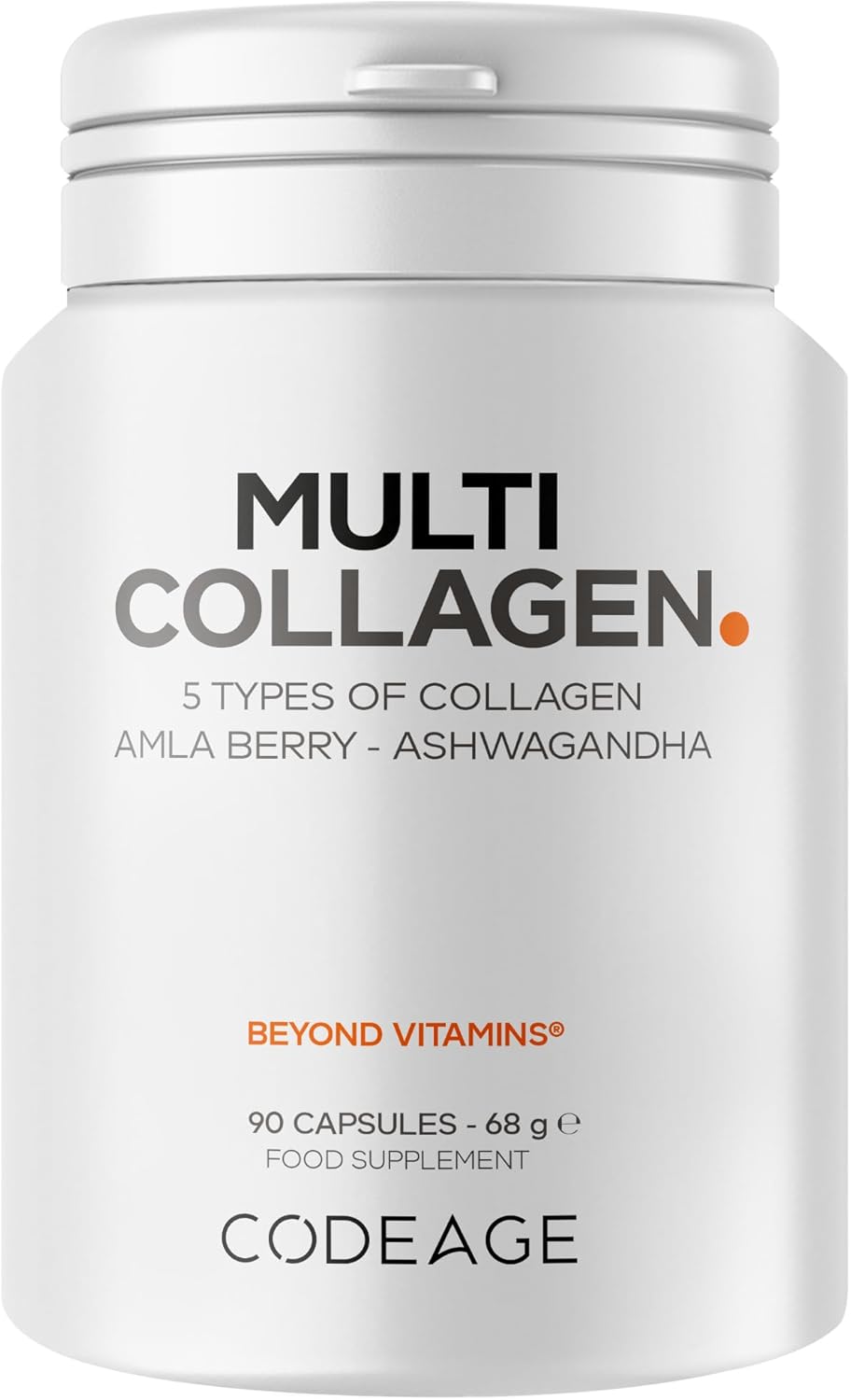 Codeage Multi Collagen Peptides Capsules, Types I, II, III, V & X, Grass-Fed & Hydrolyzed Bovine Collagen Supplement with Ashwagandha & Amla Berry, Collagen for Skin, Hair, Nails, Joints - 90 Capsules