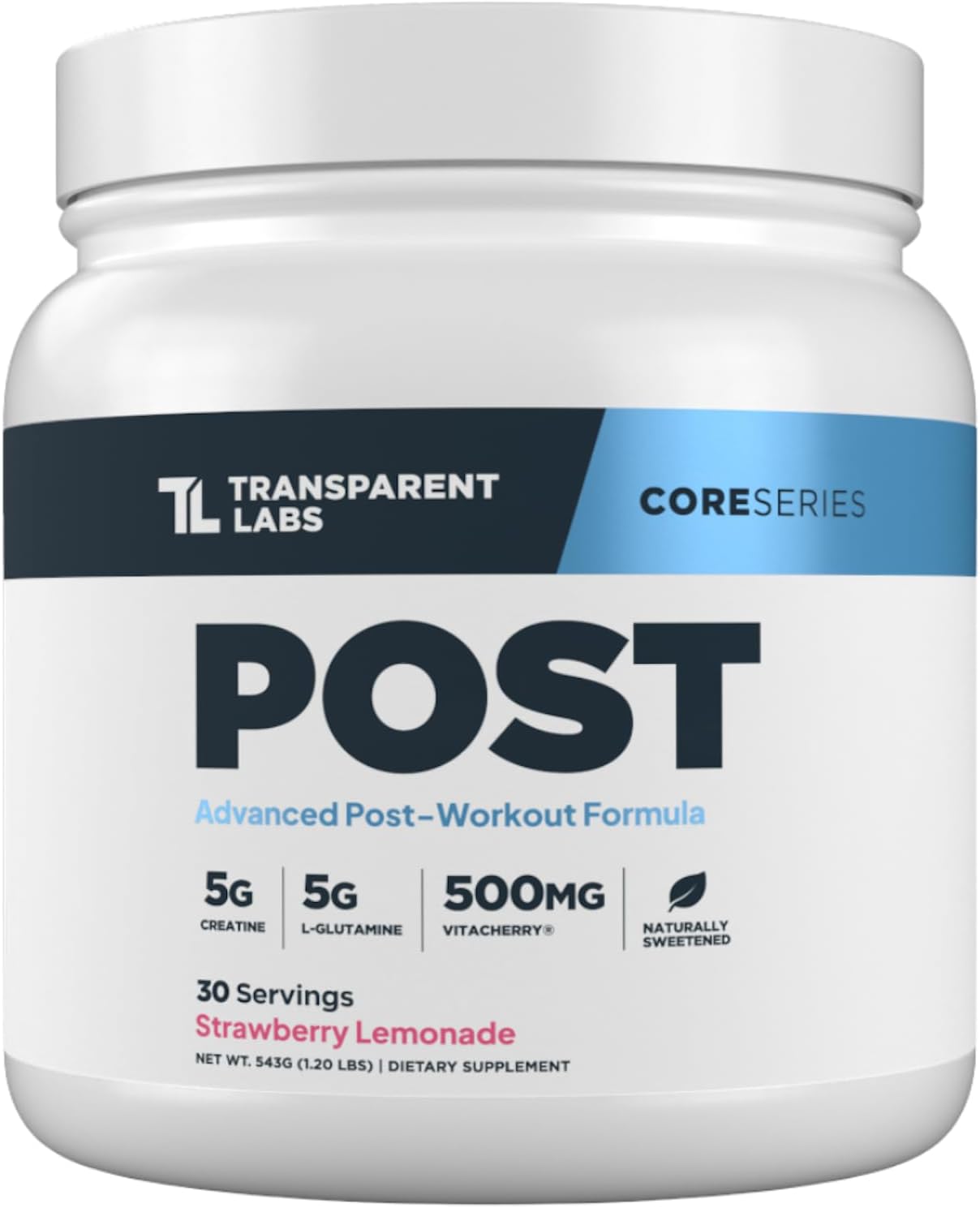 Transparent Labs Post - Post-Workout Recovery Muscle Builder with L-Glutamine, Beta-Alanine and BetaPure Betaine Anhydrous for Muscle Recovery and Muscle Building - 30 Servings, Strawberry Lemonade