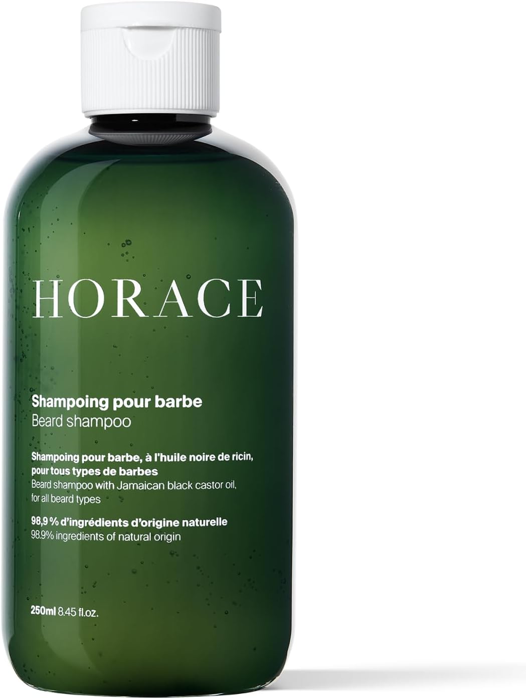 HORACE Beard Shampoo for Men - Sulphate-free Wash with Castor Oil - Gentle Beard Care for All Skin Types - Woody, Aromatic Scent, 250 ml