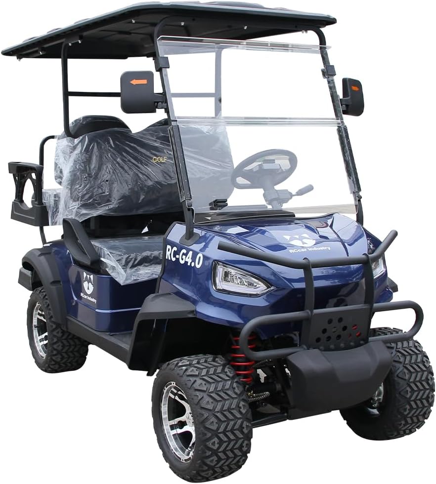 Electric Golf Cart with Battery, Intelligent Charging for 12 Hours Can Travel Up to 50 Miles, Spring Damping, Equipped with Reversing Image, Colorful Delivery, US Inventory