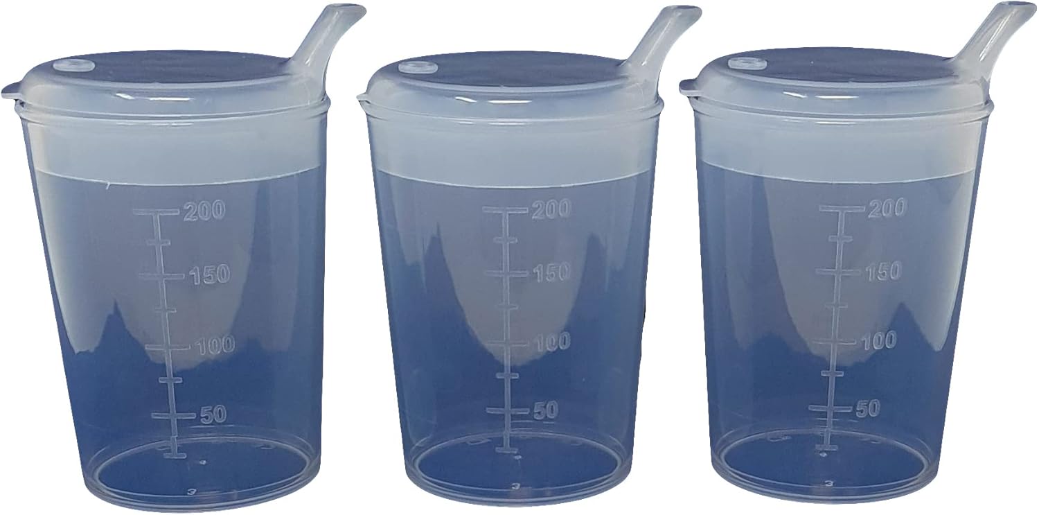 3 x Medi-Inn Adult Convalescent Drinking / Feeding Cup / Beaker with Lip Spout (250ml) Clear