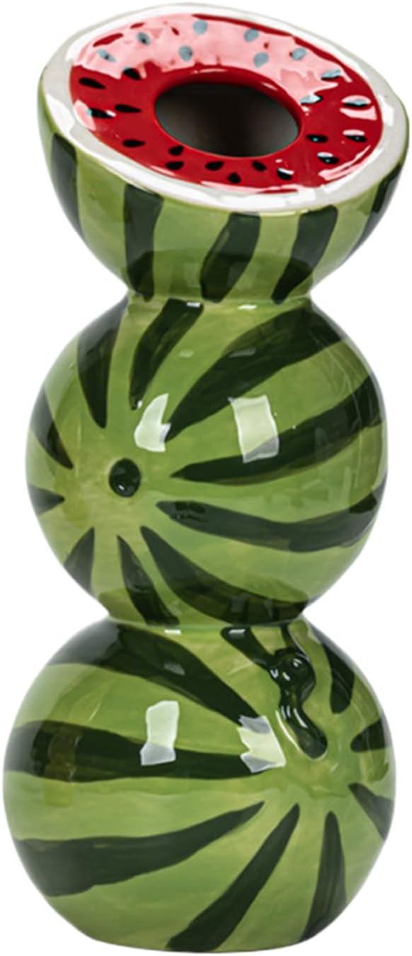 Fruit Shaped Flower Vase, Decorative Floral Container, Cute Farmhouse Design, Eye-Catching Centerpiece Display, for Desk Table Living Room Bedroom Use, 7.72 x 3.31 inches