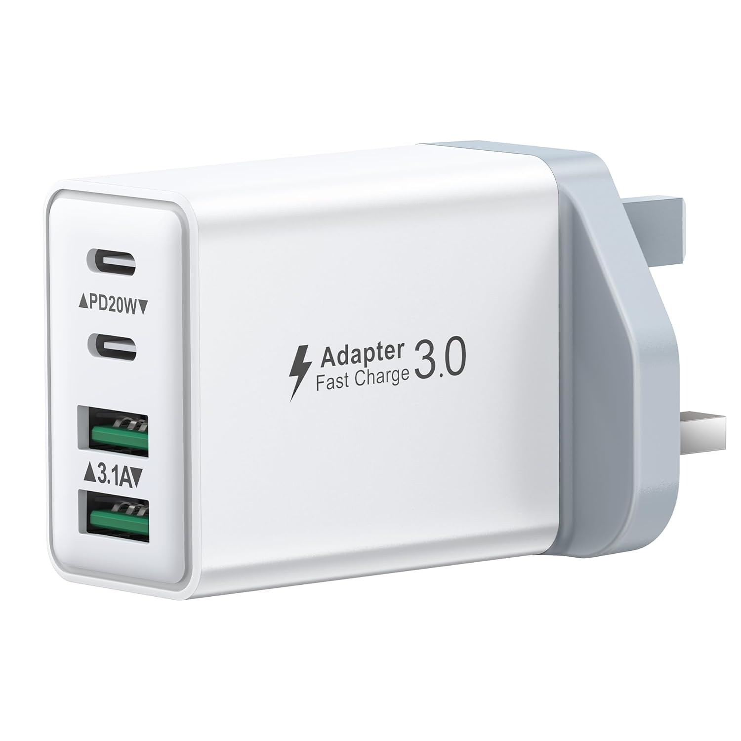 USB C Plug Fast Charge, 40W Multi USB Plug UK Fast Charger Plug 4-Port Dual Port 20W USBC Power Adapter+QC Wall Charger Head Type C Charging Plug for iPhone 16 15 14 13 12 11 Pro Max Plus,iPad,Samsung