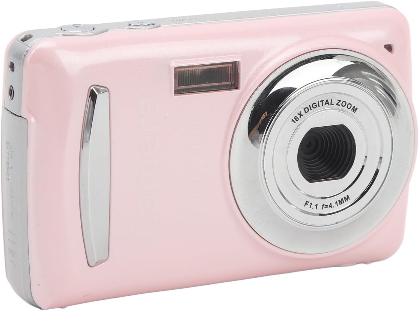 Digital Camera, FHD 1080P 16MP Portable Camera with 2.4 In Screen, 16X Digital Zoom, Auto Focus Stabilization Vlogging Camera for Kids Student Children Teens Girl Boy (Pink)