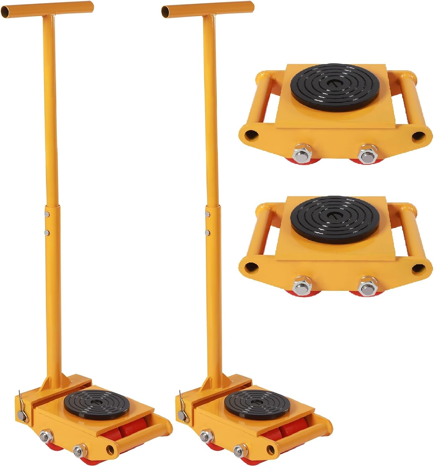 4PCS Machine Skates 6T Heavy Duty Machinery Skate Dolly 13200lbs Machinery Mover Skate Machinery Moving Skate for Industrial Moving Equipment (Yellow)