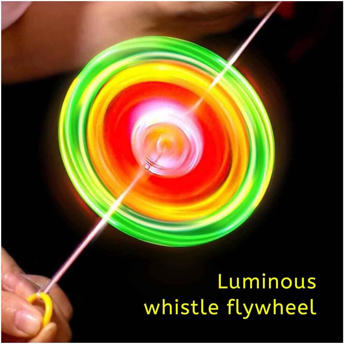 COZYDAY Flywheel Spinning Toy Spinner Fidget Light Rainbow Lightshow Orbital Kids Flash Novelty Children's Toys Gift Pull Line Flashing Glow in The Dark Wheel Colorful Glow Up, Multicolor