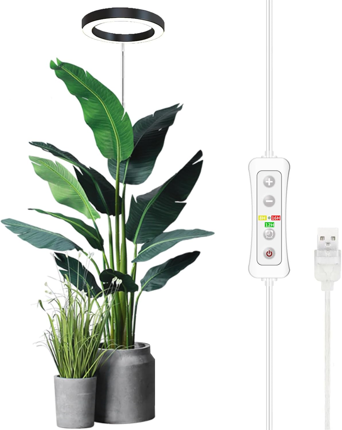yadoker Plant Grow Light, LED Growing Light Full Spectrum for Indoor Plants,Height Adjustable, Automatic Timer, 5V Low Safe Voltage,Idea for Large Plant Light