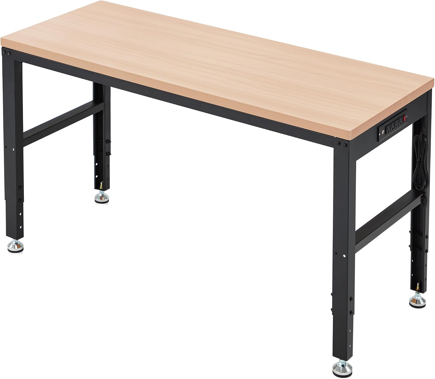 Antifir 60" Adjustable Workbench, Heavy Duty Wood Workstation