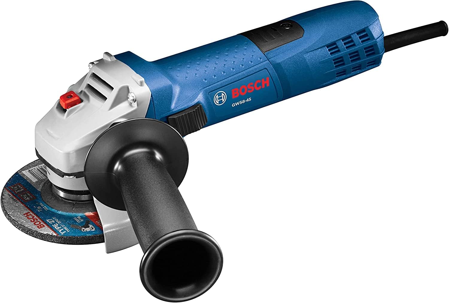 BOSCH GWS8-45 4-1/2 Inch 7.5 Amp Angle Grinder with Lock-On Switch, Lightweight Design, and Durable Protection Guard for Metal and Concrete Grinding