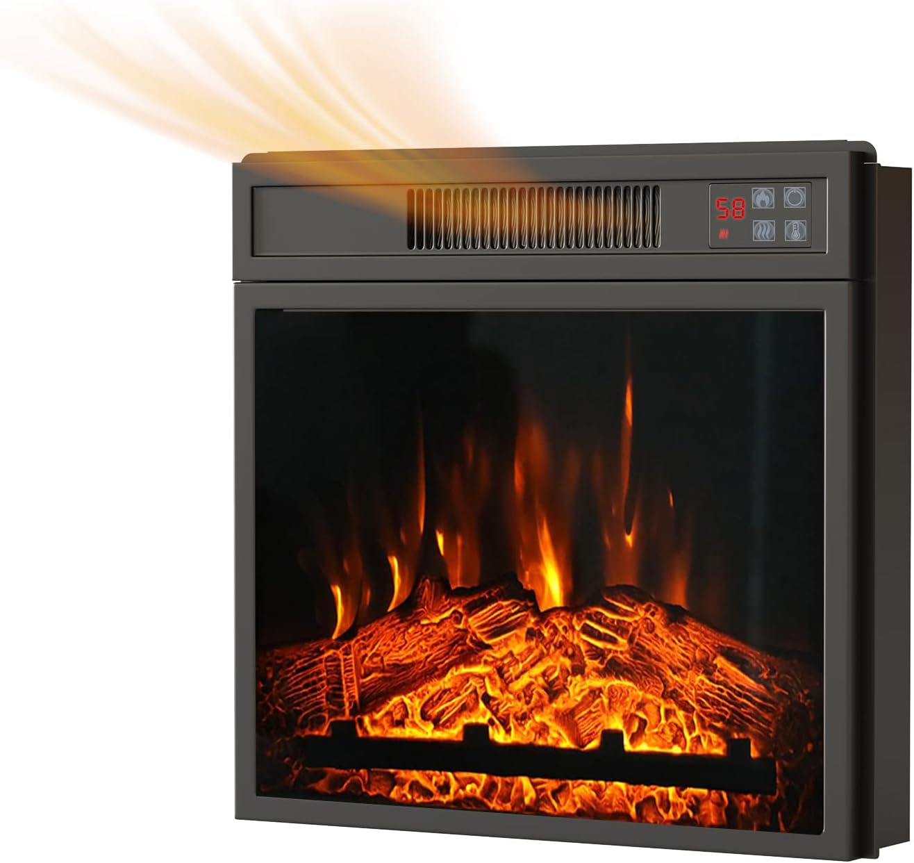 18" Electric Fireplace Insert, Recessed Fireplace Heater with Low Noise, Remote Control with Timer, Touch Screen, Adjustable Flame Brightness, 18.6" L *17.7" H