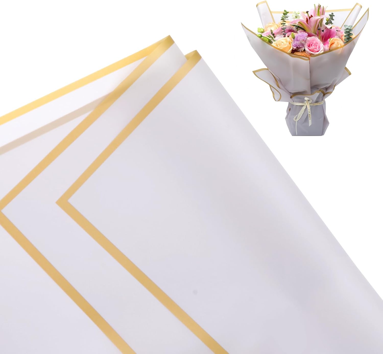 Accguan 24 Sheets Flower Wrapping Paper - Packing Paper, Bouquet Wrapping Paper, for Birthday, Graduation Ceremonies, Wedding, Valentine's Day Gift(Lavender)