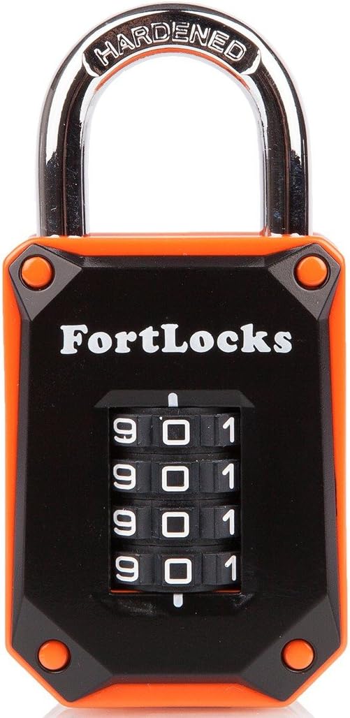 New FortLocks Combination Lock - 4 Digit Padlock for School & Gym Locker, Outdoor, Fence, Hasp, Storage, Case, Toolbox & Shed - Resettable All Weather (1 & 2 Pack)