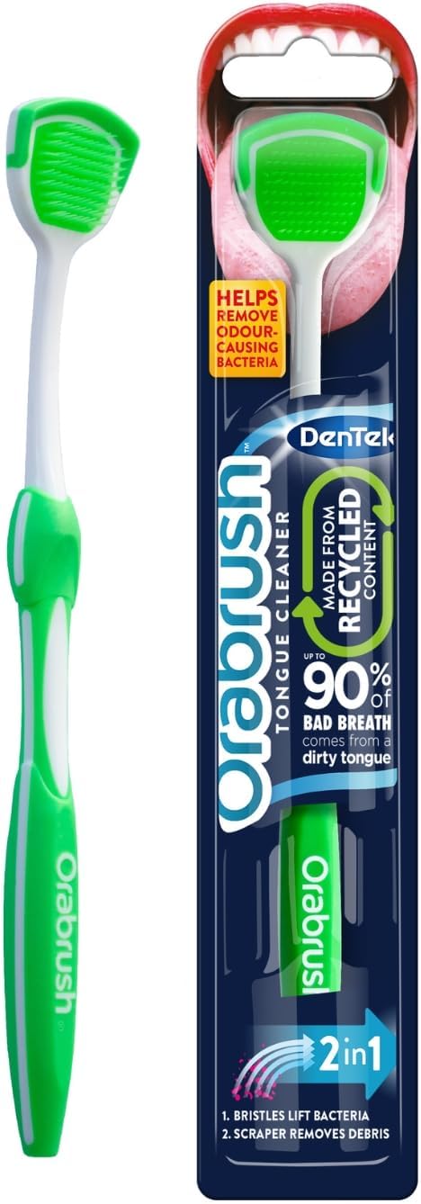 DenTek 2 in 1 Orabrush Tongue Cleaner, 1 Count (Pack of 1)