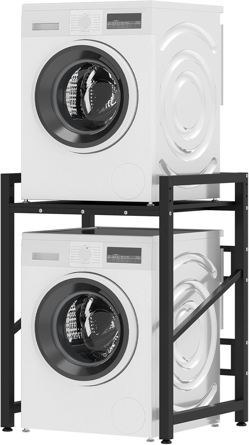 Washer Dryer Stand Stacking Kits,400KG Load Height Adjustable Dryer Stand,Heavy Duty Over Washer Storage Shelf for Laundry,Bathrooms and Kitchen (A)