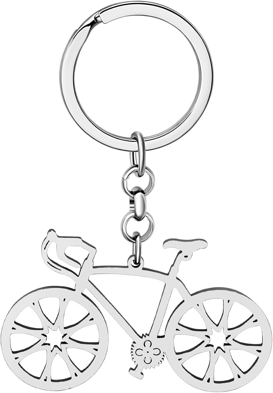 WEVENI Stainless Steel Cute Road Bike Keyring Bicycle Key Chain Rings Jewelry Car Charms for Women Girls Cycling Enthusiasts