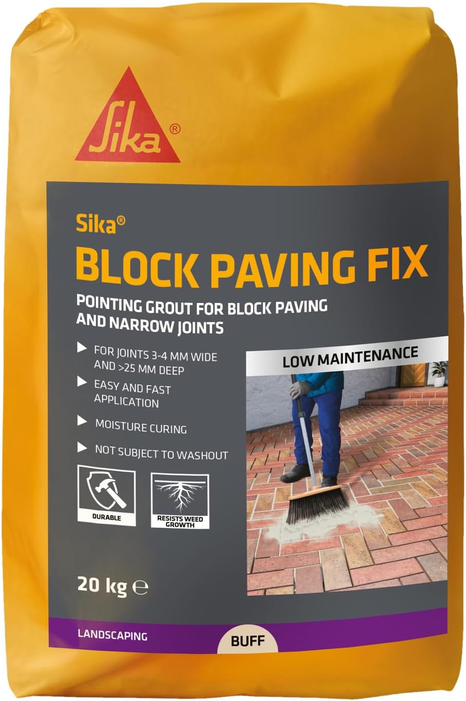 SikaBlock Paving Fix For Narrow Paving Joints, Buff, 20kg