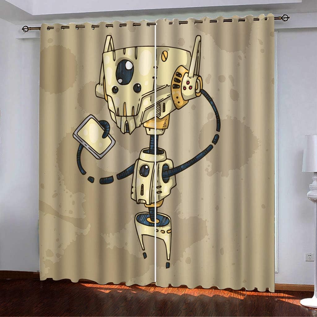 3D Cartoon Anime Curtains Panels for Bedroom with Black Liner, Full Room Darkening Noise Reducing Grommet Curtain (8,52W x 63L)