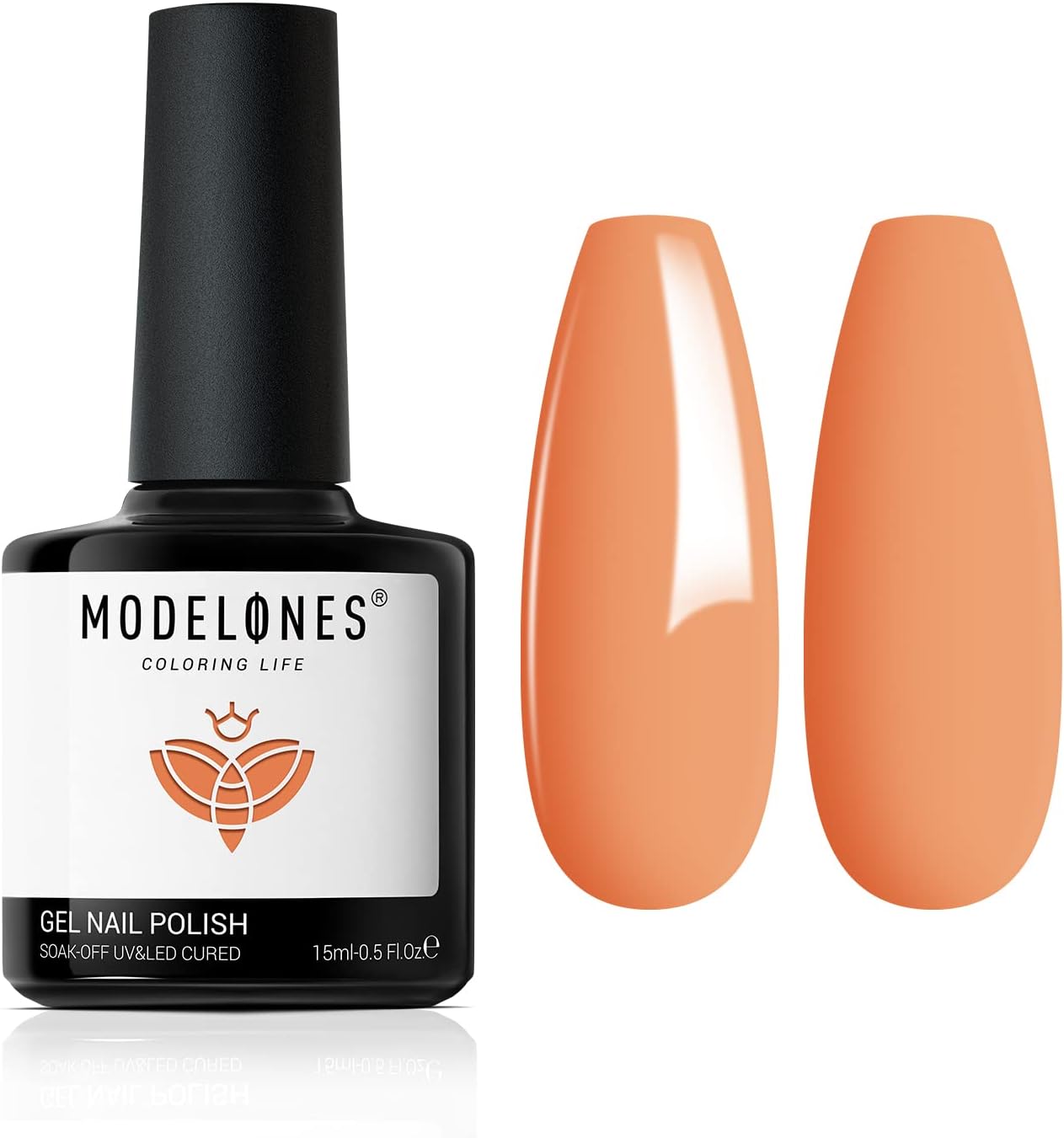 Modelones Sunkist Orange Gel Nail Polish, 1 Pcs 15ml Orange Color Gel Nail Polish Soak Off LED Long Lasting French Manicure Essential Gel Nail Varnish Salon Design DIY at Home Gifts for Women