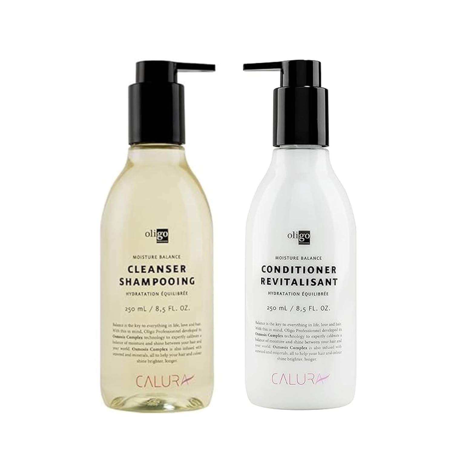 Oligo Pro Calura Moisture Balance Cleanser Shampooing & Conditioner DUO Set (with Sleek Compact Mirror)