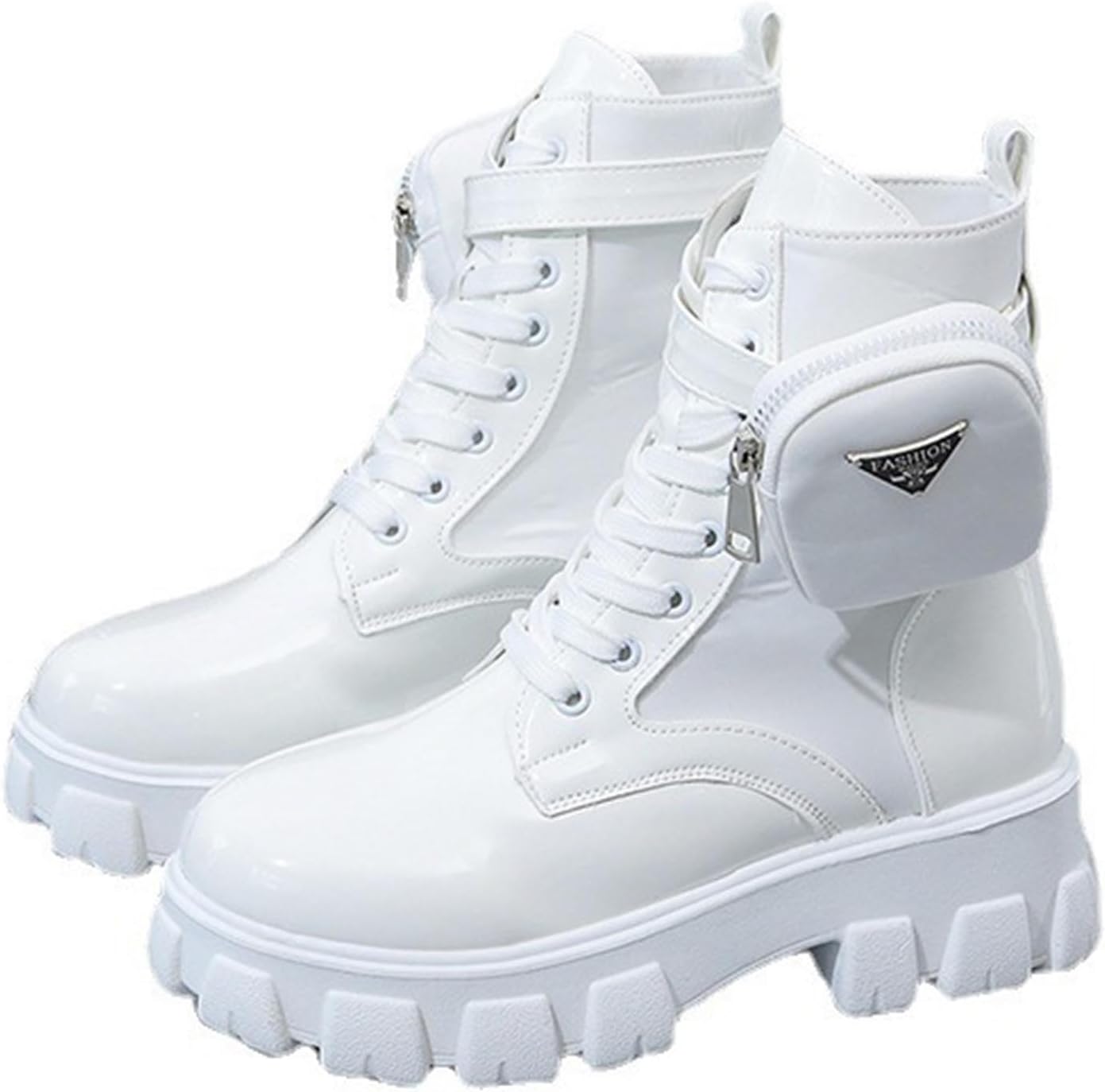 Meindin Combat Boots | Ankle Bootie Winter Lace up with Pocket | Causal Shoes, Lug Sole Boots, Mid Calf Boots for Women for Cold Weather