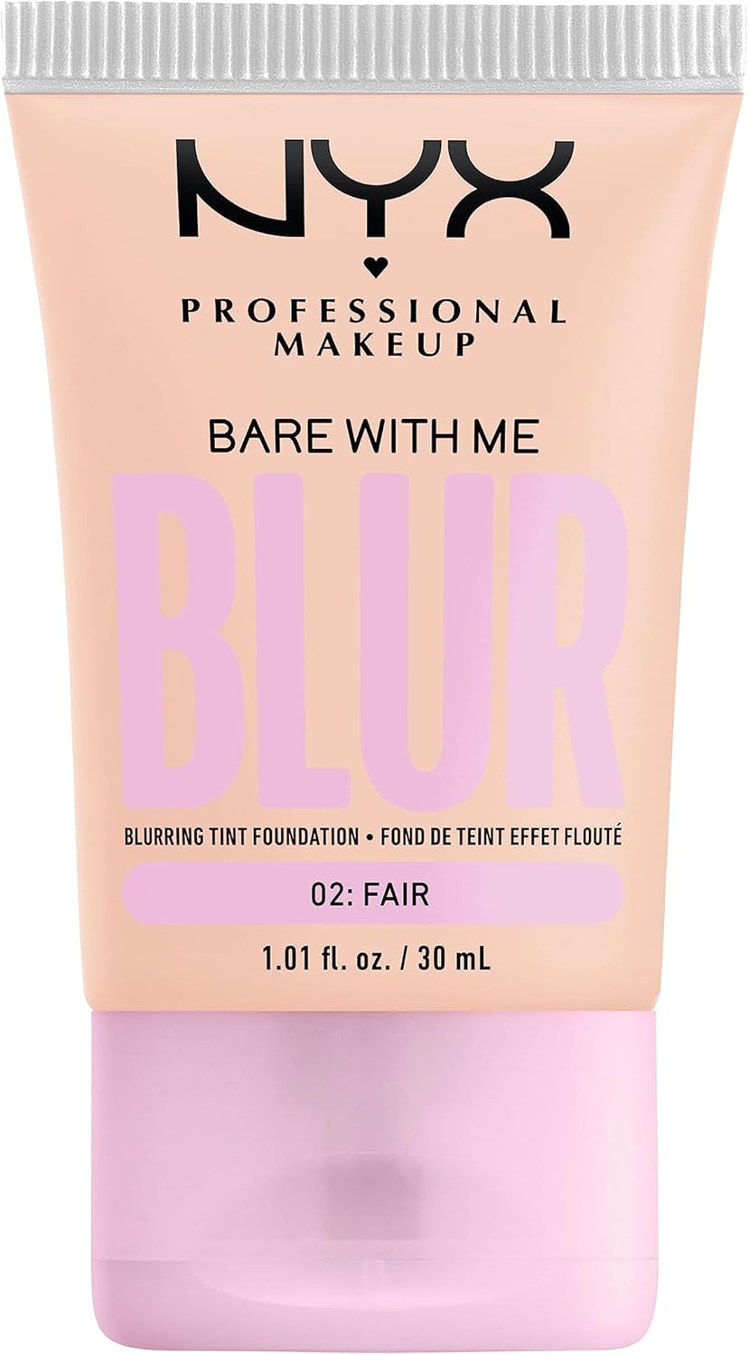 NYX Professional Makeup Blurring Tint Foundation, Medium Coverage, Matte Finish, With Niacinamide, Matcha and Glycerin, 12 Hours Hydrating, Bare With Me Blur, 30 ml, Shade: Fair