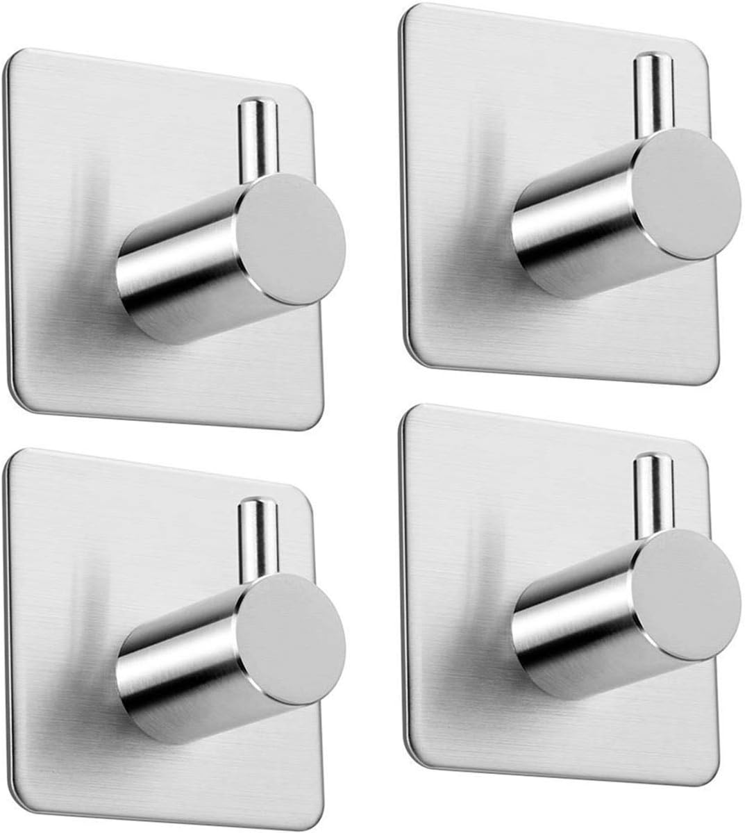 Aikzik 4 Pack of Self Adhesive Hooks, Max 8kg Load Sticky Hooks, Tea Towel Hooks, Versatile Self-Adhesive Wall Hooks for Use in Bathrooms, Kitchens, Doors, Cupboards, Bed Curtains, Towels, Key