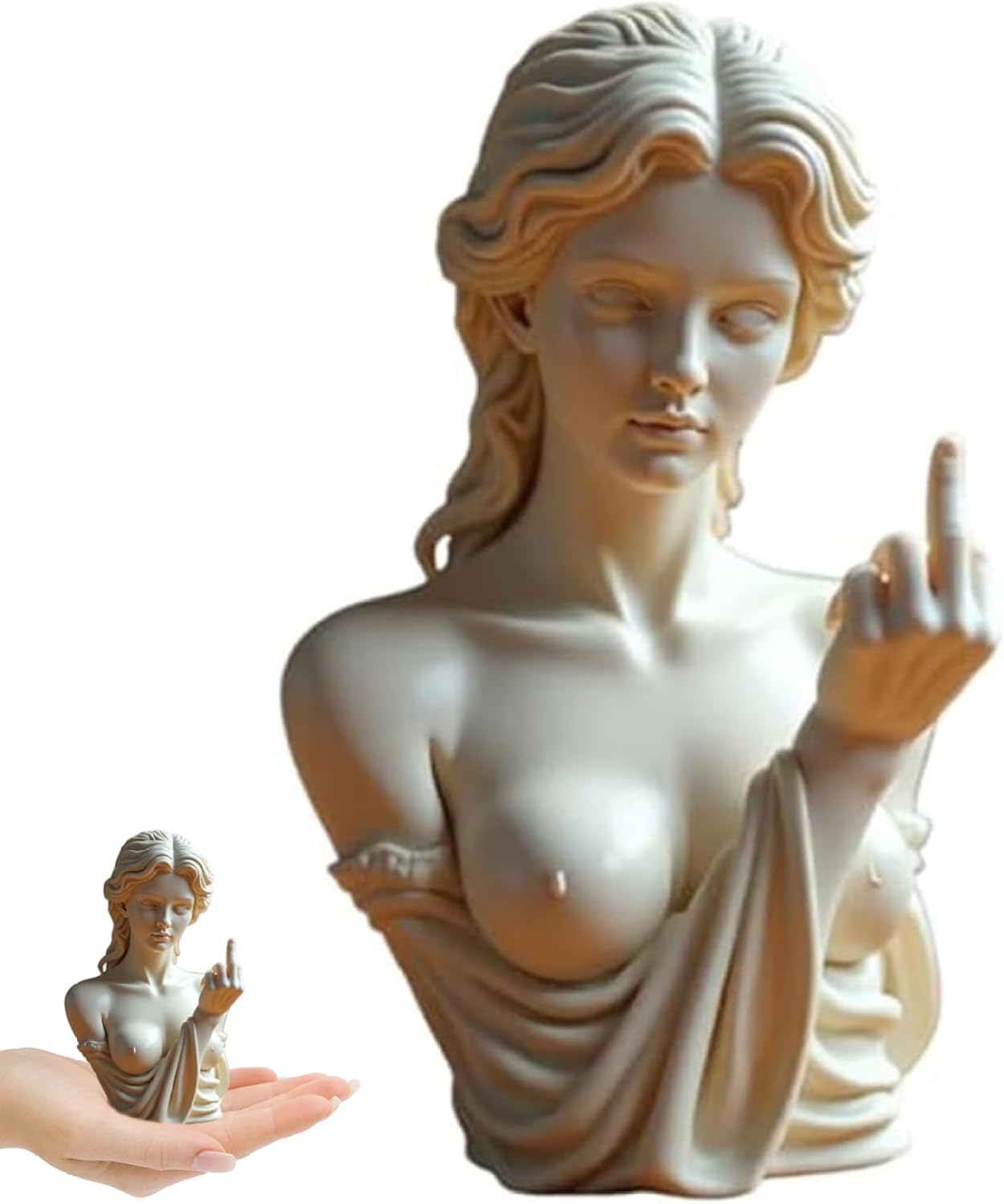 Eyccier Middle Finger Statue, 5 Inch Bold Art Resin Venus Statue Greek Goddess Gesture Sculpture for Modern Rebels, Funny Unique Decorative Ornaments.