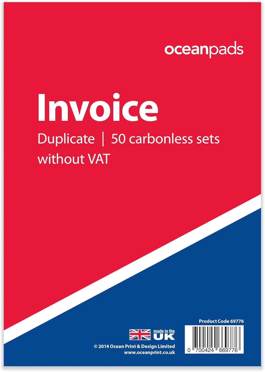 Ocean Pads Invoice Book Duplicate Without VAT, A5 148 x 210mm, 2-Part Carbonless (69776)