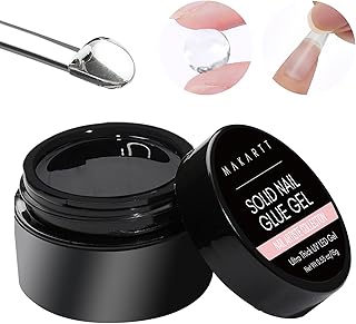 Makartt Solid Nail Glue Gel for Press On Nails- Strong Clear Acrylic Nail Tips Solid Gel Nail Glue for Fake Nails Soft Gel Nail Tips Solid Hard Gel for Nails Nail Art DIY Home 15ML UV Light Cured