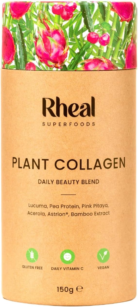 Rheal Plant Collagen Powder, 150g (30 Servings), Vegan Collagen Booster with Vitamin C Superfoods, Supports Skin Health, Glow & Elasticity, Drinkable Skincare Supplement, Certified Organic