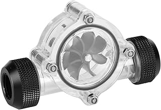 Water Flow Indicator, Water Cooling Flow Meter Indicator 8 Impellers Fan PC Computer Water Cooling System Revolving Speed Flow Meter for Cooler Chiller G1/4" Fittings(Black)