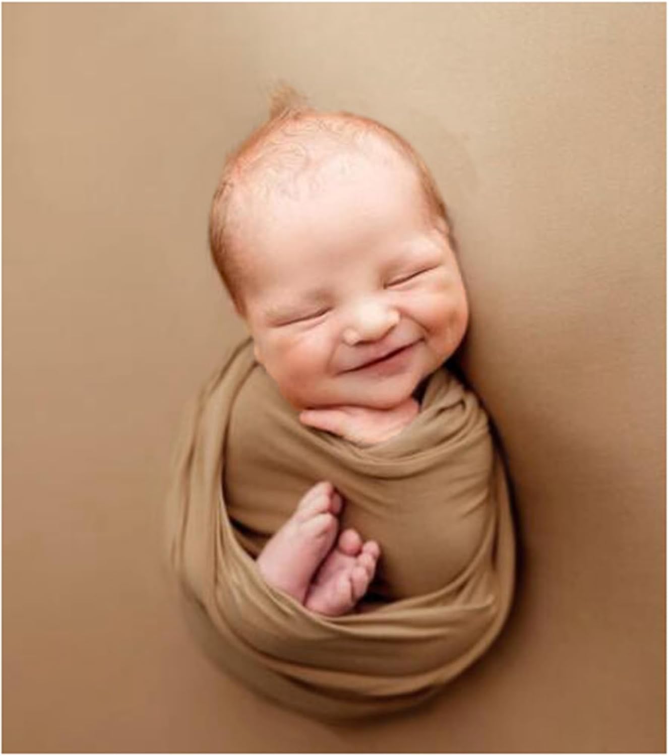 3Pcs Newborn Photography Props Baby Photoshoots Photo Posing Wraps Backdrops with Headband Stretch (Wrap + Backdrop + Headband, Light Coffee)