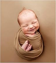3Pcs Newborn Photography Props Baby Photoshoots Photo Posing Wraps Backdrops with Headband Stretch (Wrap + Backdrop + Headband, Light Coffee)