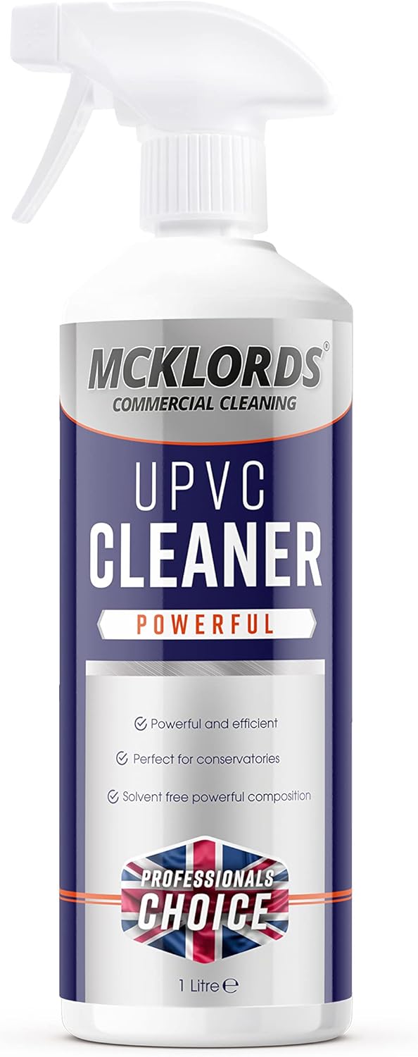 McKLords Commercial uPVC Cleaner for Hard Plastic, Doors, Gutters and Window Frames, 1 Litre Clear