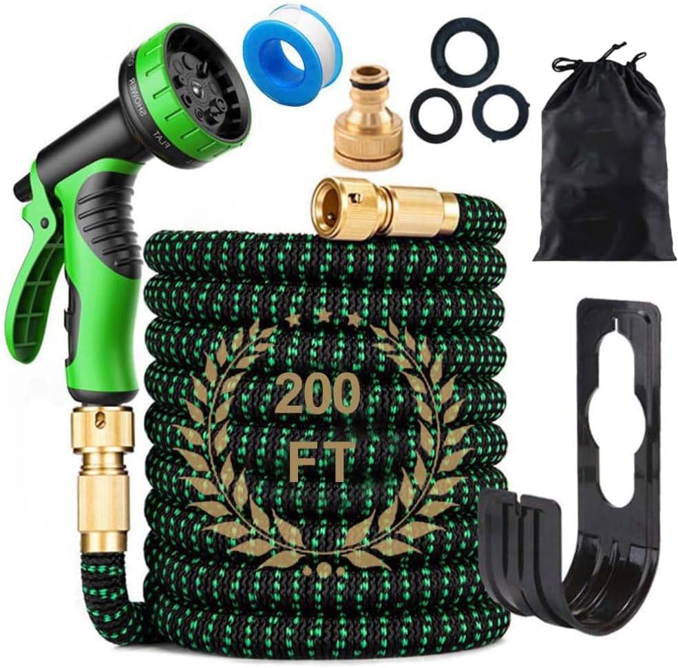 Blendra Expandable Garden Hose 200FT - Hosepipes for Garden Water Hose with 10-Way Spray Nozzle (3/4" & 1/2" Connectors) for Outdoor Gardening, Lawn Care & Home Use - Lightweight Durable