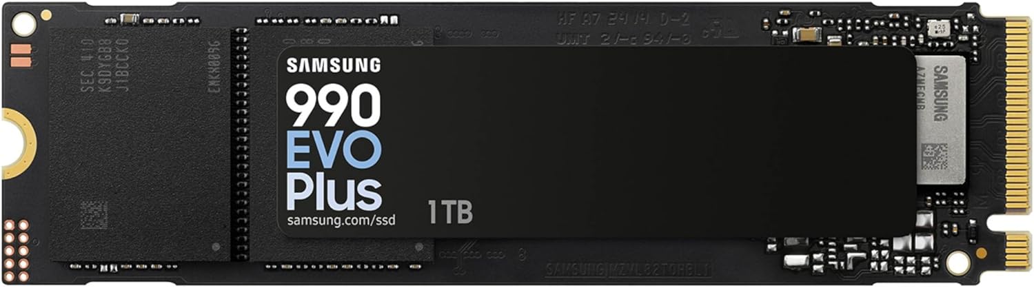 Samsung 990 EVO Plus SSD 1TB, PCIe Gen 4x4, Gen 5x2 M.2 2280, Speeds Up-to 7,250 MB/s, Upgrade Storage for PC/Laptops, HMB Technology and Intelligent Turbowrite 2.0, (MZ-V9S1T0B/AM)