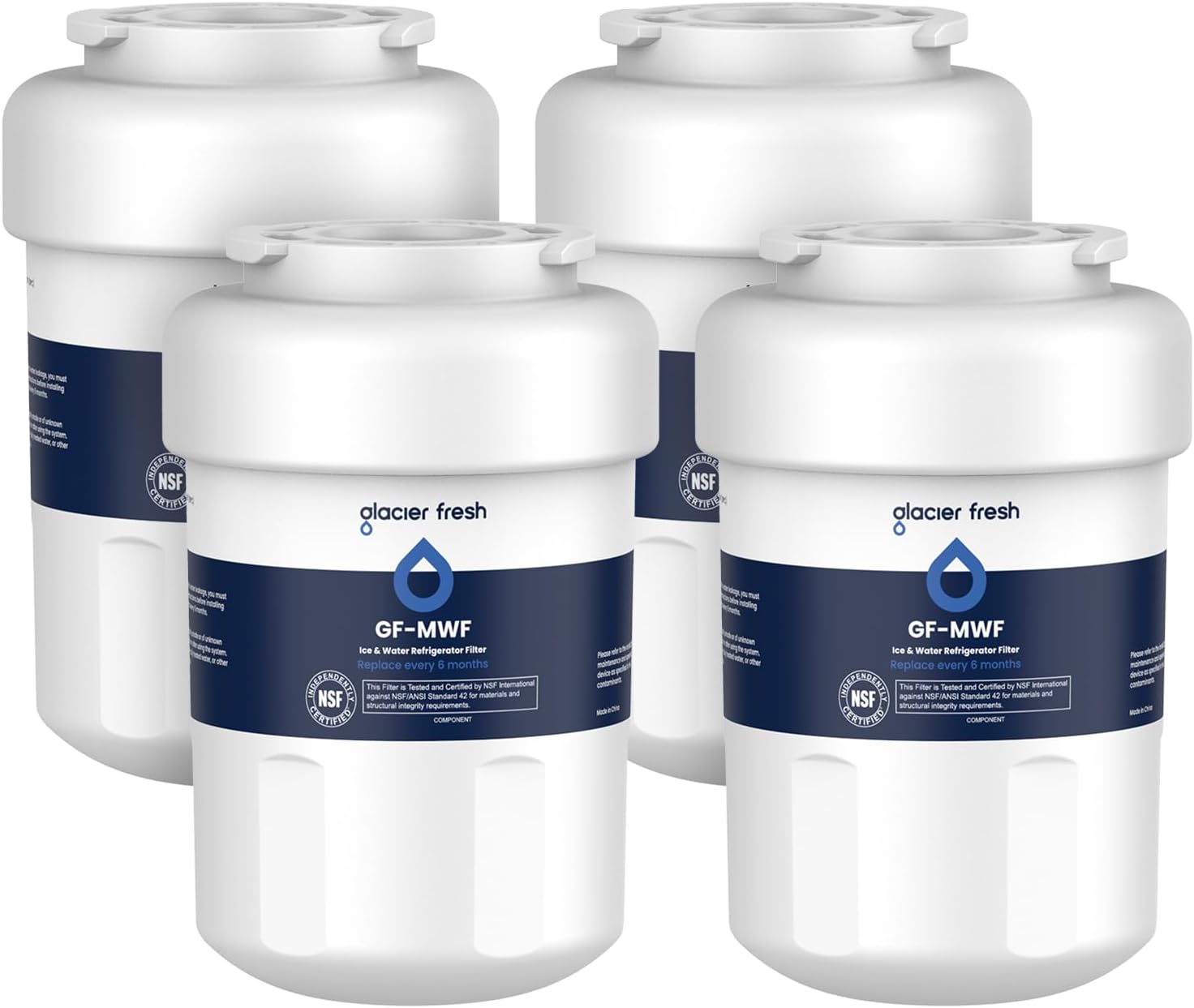 GLACIER FRESH Replacement for MWF Refrigerator Water Filters, SmartWater MWFP, MWFA, GWF, HDX FMG-1, WFC1201, RWF1060, 197D6321P006, Kenmore 9991, 4 Pack