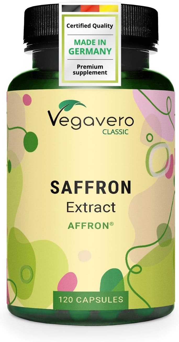 Vegavero Saffron Supplement 90 mg | 3.5% Lepticrosaliden | Pure Saffran Extract | 120 Capsules | Premium Crocus Sativus | NO Additives | Lab-Tested | Vegan